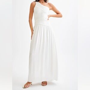 Meshki Jenna One Shoulder Pleated Maxi Dress